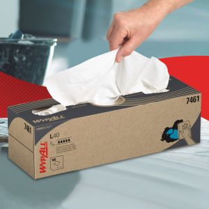 Кърпи за почистване Kimberly-Clark WypAll L40 7461, в кутия, 25 х 41.5 cm, бели, 100 броя