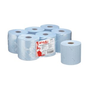 Кърпи за почистване Kimberly-Clark WypAll L10 7255 Centrefeed, на ролка, 38 х 19.5 cm, 800 къса, сини, 6 броя