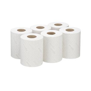 Хартия за почистване Kimberly-Clark WypAll Reach 6222 Centrefeed, на ролка, 430 къса, 163 m, бяла, 6 броя