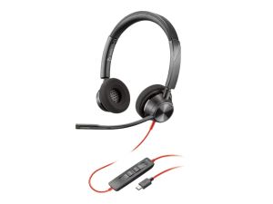 HP Poly Слушалки Blackwire 3320, жични, с микрофон, USB Type-C/Type-A адаптер