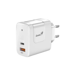 Genius Зарядно за лаптоп PD-65AC, USB Type-C, USB Type-A, 65 W, бяло