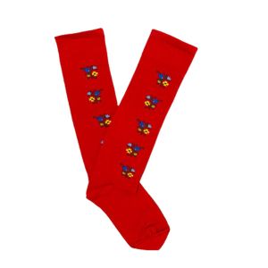 Чорапи с шевици, дамски, червени, размер 35-38