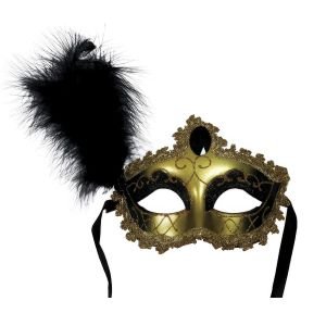 Маска с пера, златисто-черна