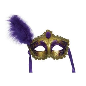Маска с пера, златисто-лилава