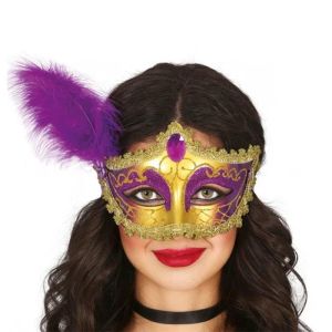 Маска с пера, златисто-лилава