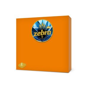 Салфетки Zebra Deluxe, двупластови, 33 х 33 cm, оранжеви, 35 броя