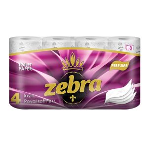 Тоалетна хартия Zebra Perfume, четирипластова, 130 къса, 8 броя