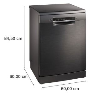 Съдомиялна машина Bosch SMS4EMC06E, свободностояща, серия 4, със защита от отпечатъци, за 14 комплекта, 60 cm, черен инокс
