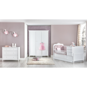 Бебешка кошара и детско легло 2в1 NIL 80 х 180 см - бяла