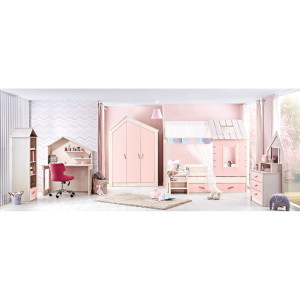 Двуетажно детско легло PINK HOUSE - дясно