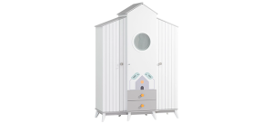 Трикрилен детски гардероб BIRD HOUSE