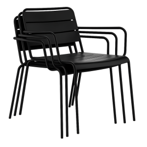 Метален градински стол SAKI - черен