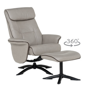 Кресло с табуретка EMA - светлосиво