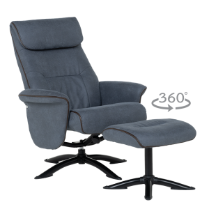 Кресло с табуретка EMA - синьо