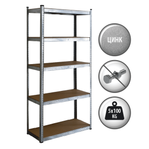 Метален стелаж Carmen CR-1023, 180x90x40 см, до 100 кг на рафт - цинк
