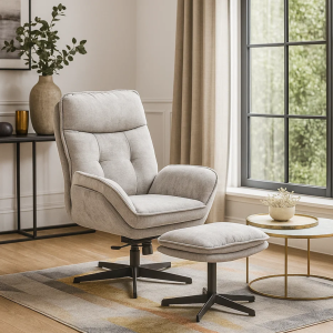 Кресло с табуретка ANDREA - светлосиво