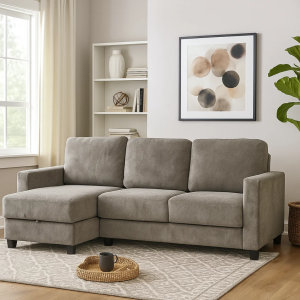 Ъглов разтегален диван BUMBA - сив Е13