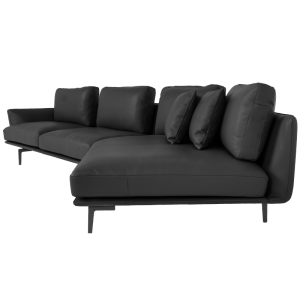 Кожен ъглов диван GRAM LUX - черен