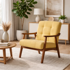 Кресло LEO - орех - жълт