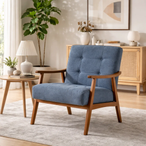 Кресло LEO - орех - син