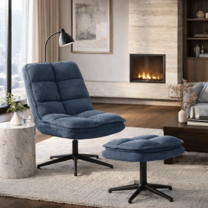 Кресло с табуретка JANET - синьо