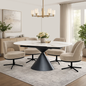 Разтегателна трапезна маса UPATA - бяла