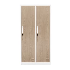 Гардероб RFG, двоен, метален, с 4 врати, 600 х 450 х 1850 mm, кехлибарен дъб и бяло