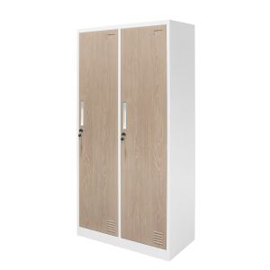 Гардероб RFG, двоен, метален, с 4 врати, 600 х 450 х 1850 mm, кехлибарен дъб и бяло