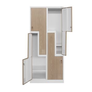 Гардероб RFG, двоен, метален, Z-образни врати, 800 х 450 х 1850 mm, кехлибарен дъб и бяло