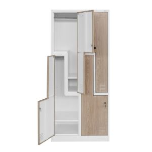 Гардероб RFG, двоен, метален, Z-образни врати, 800 х 450 х 1850 mm, кехлибарен дъб и бяло