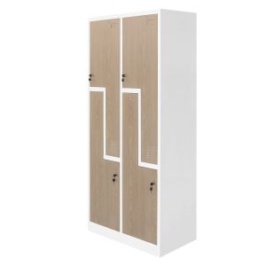 Гардероб RFG, двоен, метален, Z-образни врати, 800 х 450 х 1850 mm, кехлибарен дъб и бяло