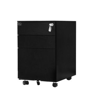 Контейнер RFG, метален, с три чекмеджета и ключ, 390 х 520 х 600 mm, черен