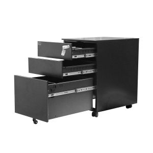 Контейнер RFG, метален, с три чекмеджета и ключ, 390 х 520 х 600 mm, черен