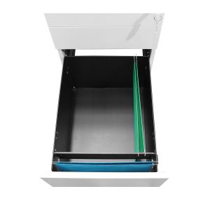 Контейнер RFG, метален, с три чекмеджета и ключ, 390 х 520 х 600 mm, бял