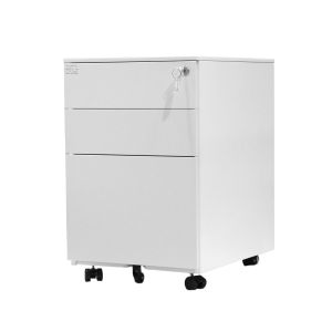 Контейнер RFG, метален, с три чекмеджета и ключ, 390 х 520 х 600 mm, бял