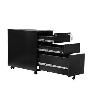 Контейнер RFG, метален, с три чекмеджета и ключ, 300 х 600 х 560 mm, черен