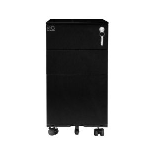 Контейнер RFG, метален, с три чекмеджета и ключ, 300 х 600 х 560 mm, черен
