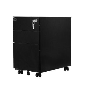 Контейнер RFG, метален, с три чекмеджета и ключ, 300 х 600 х 560 mm, черен