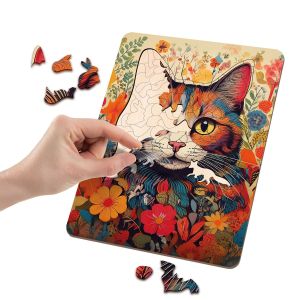 Moxy Пъзел Котка, уникални форми, дървен, 130 части