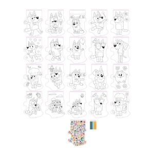 Moxy Книжка за оцветяване Bluey, 40 листа, с 6 молива