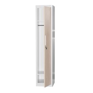 Гардероб RFG, единичен, метален, 380 х 450 х 1850 mm, кехлибарен дъб и бяло