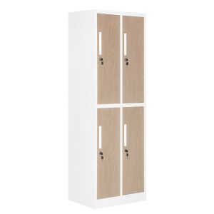 Гардероб RFG, двоен, метален, 900 х 450 х 1850 mm, кехлибарен дъб и бяло