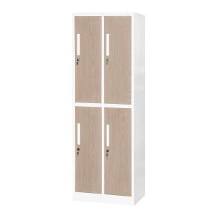 Гардероб RFG, двоен, метален, 900 х 450 х 1850 mm, кехлибарен дъб и бяло