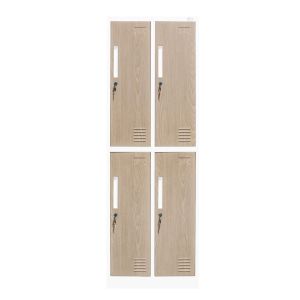Гардероб RFG, двоен, метален, 900 х 450 х 1850 mm, кехлибарен дъб и бяло