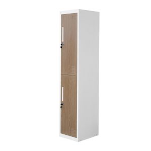 Гардероб RFG, единичен, метален, с две врати, 380 х 450 х 1850 mm, кехлибарен дъб и бяло