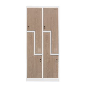 Гардероб RFG, двоен, метален, Z-образни врати, 800 х 450 х 1850 mm, кехлибарен дъб и бяло