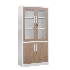 Шкаф RFG, медицински, със стъклени врати, 900 х 400 х 1850 mm, кехлибарен дъб и бяло