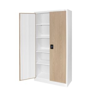Шкаф RFG, за офис, метален 900 х 400 х 1850 mm, кехлибарен дъб и бяло