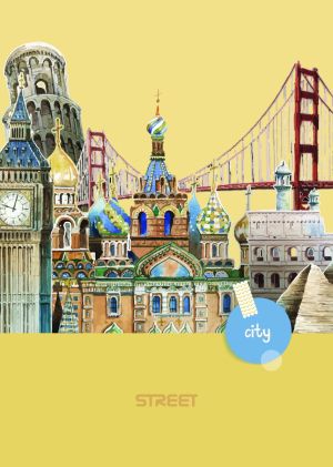 Тетрадка с телчета А4, 60 листа, широки редове, БГ,City Break