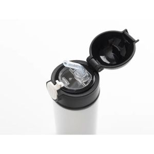 BESTSUB Бутилка, детска, с капак и сламка, 360 ml, бяло-черна